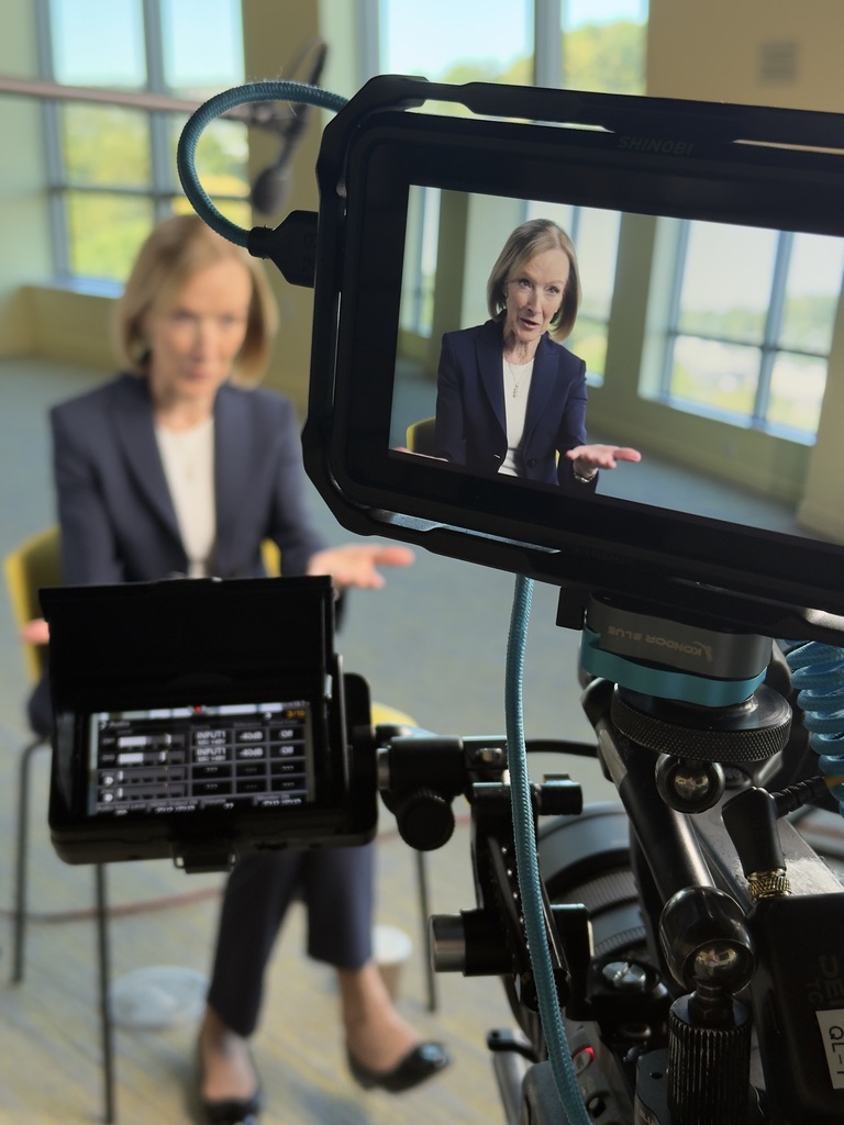 Photo of Judy Woodruff being interviewed